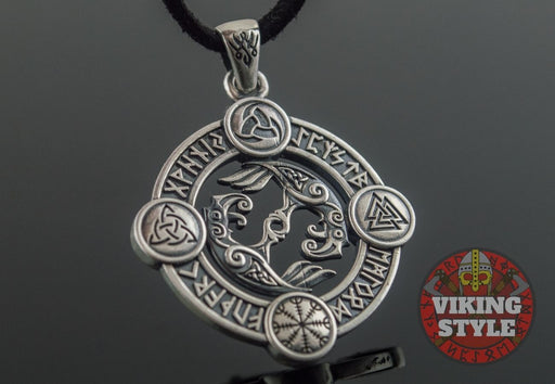 Huginn & Muninn Pendant - Norse Symbols, 925 Silver