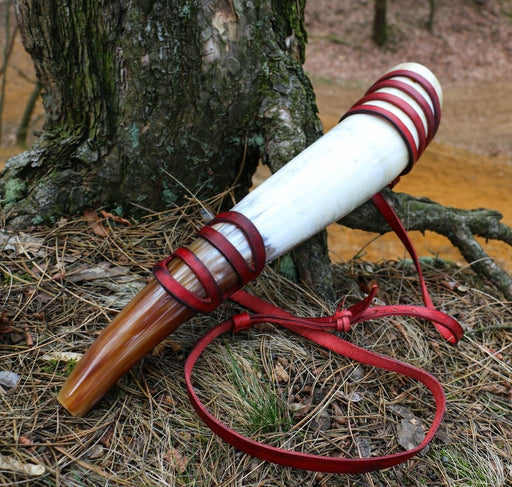 Norse Signal Horn with Deluxe Leather Holder-VikingStyle