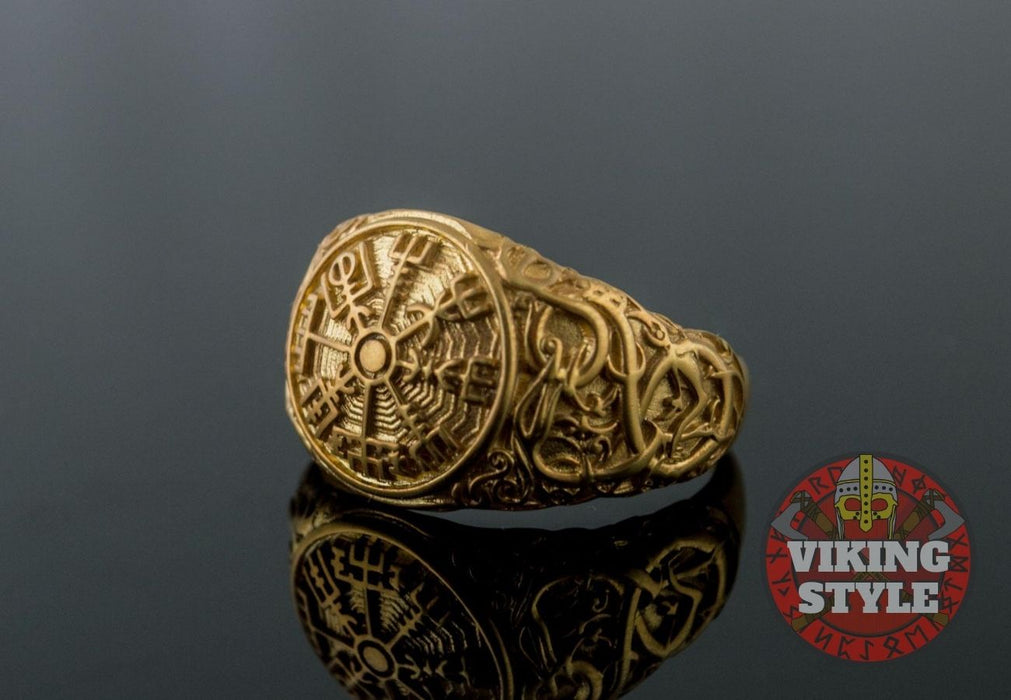 Vegvísir Ring - Urnes, Gold