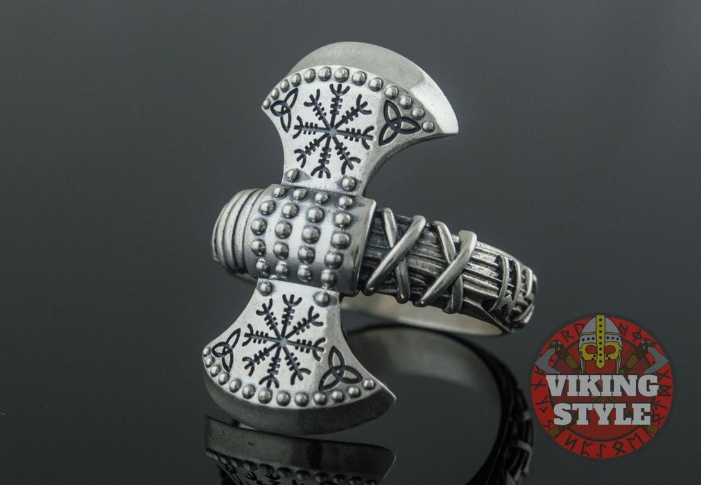 Viking Axe Ring - Helm of Awe, 925 Silver