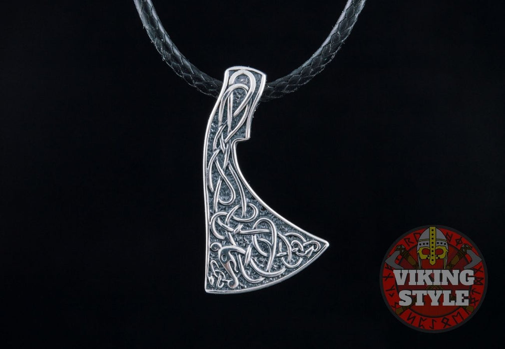 Viking Axe Head Pendant - Jormungandr, 925 Silver