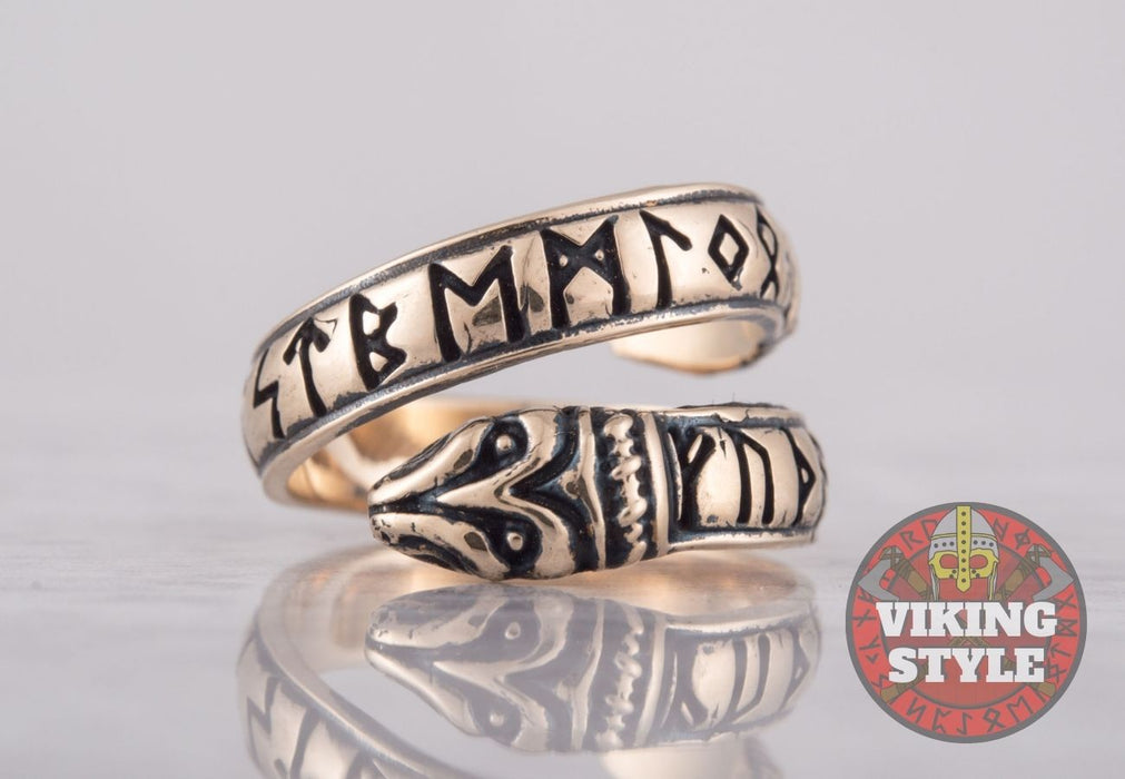 Ring 2 Runes Adjustable Rune Ring - Bronze — VikingStyle