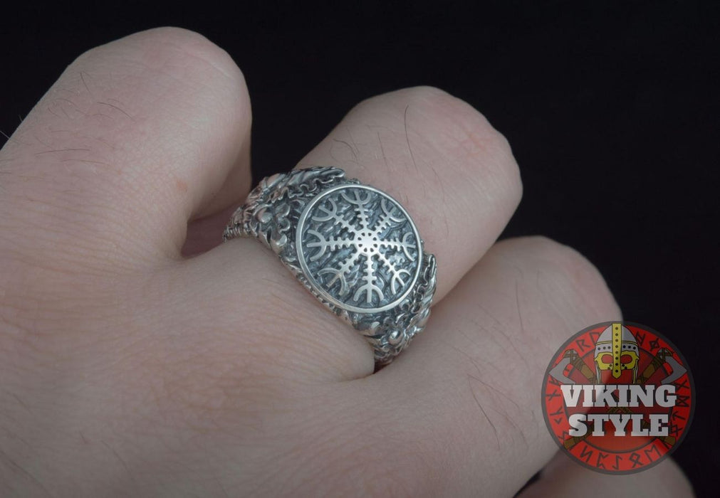 Ægishjálmur Ring III - Oak Leaves, 925 Silver