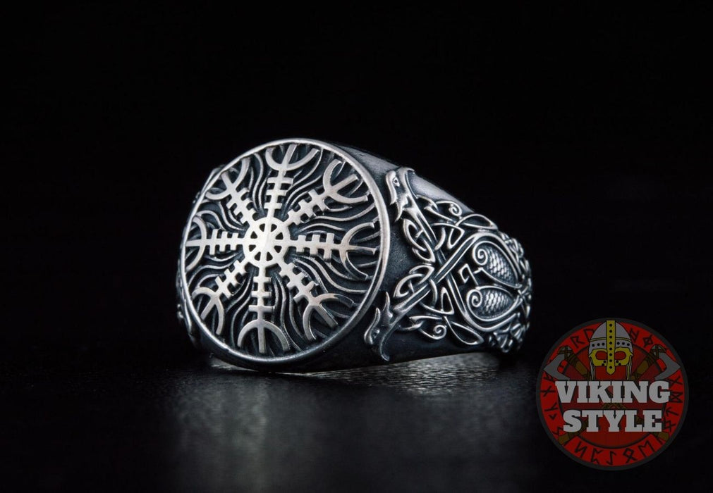Ægishjálmur Ring - Ravens, 925 Silver