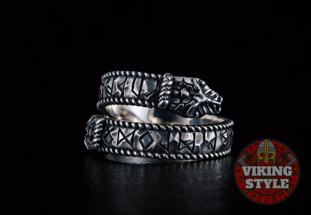Ring 2 Runes Adjustable Rune Ring II - 925 Silver — VikingStyle