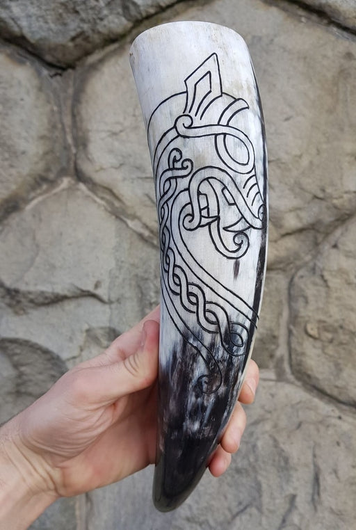 Norse Dragon Drinking Horn