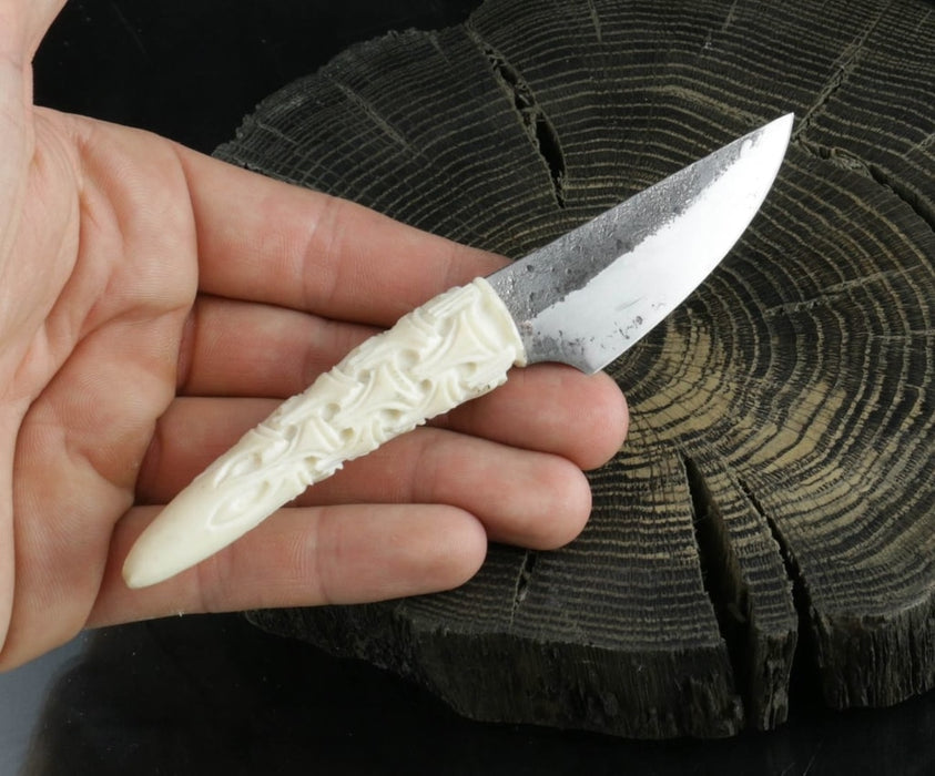 Hand Forged Knife with Carved Handle