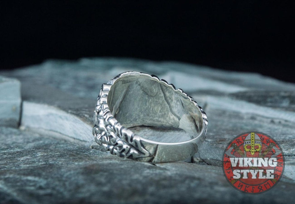 Jörmungandr Ring - Oak Leaves, 925 Silver