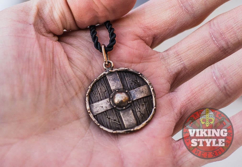 Viking Shield Pendant - Cross Shield, Bronze