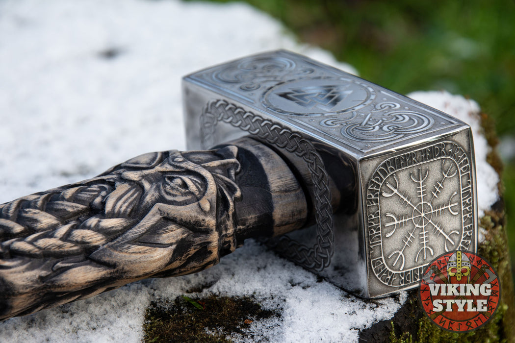 Handmade Viking Hammer - Odin & Valknut