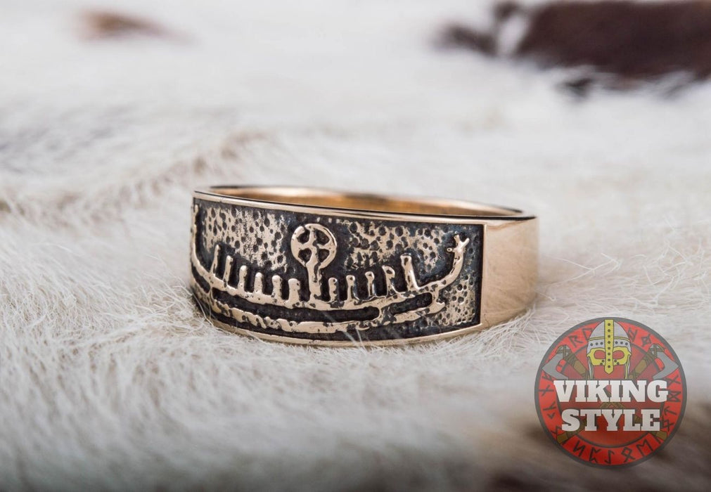 Viking Ship Ring - Drakkar, Bronze
