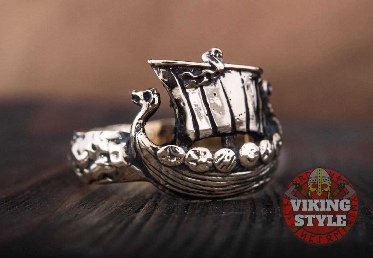 Viking Ship Ring - Drakkar, Bronze — VikingStyle