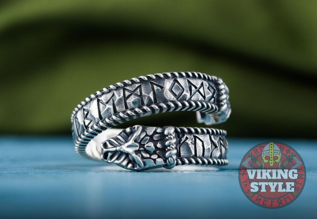 Ring 2 Runes Adjustable Rune Ring II - 925 Silver — VikingStyle