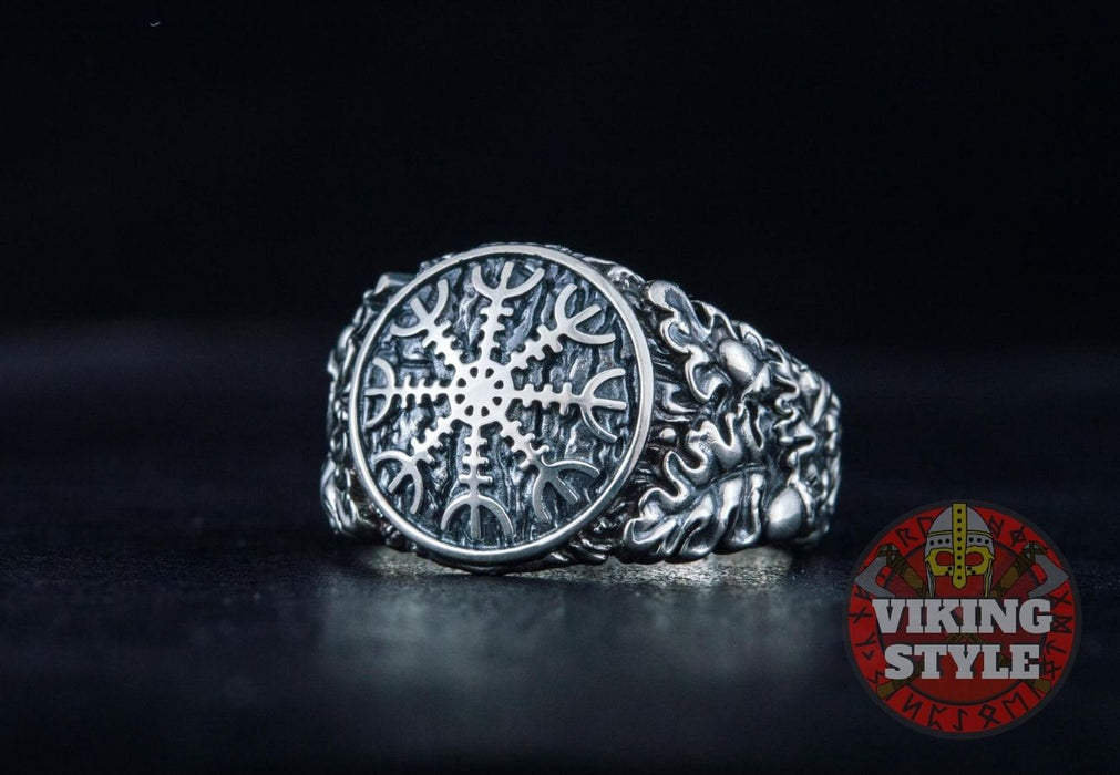 Ægishjálmur Ring III - Oak Leaves, 925 Silver