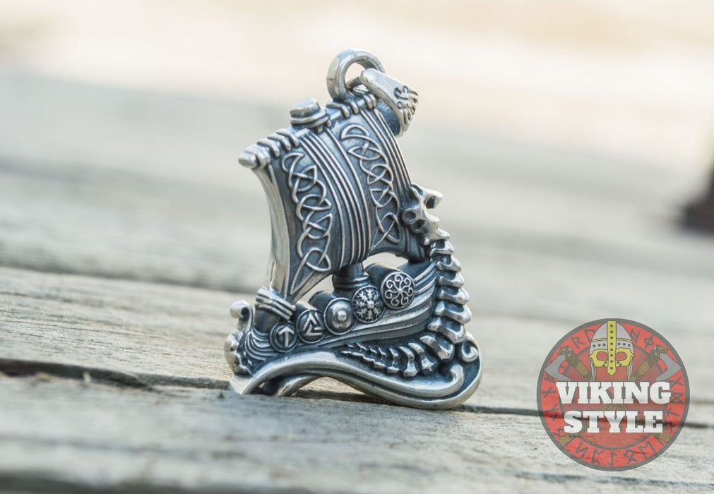 Viking Ship Pendant II - Drakkar, 925 Silver