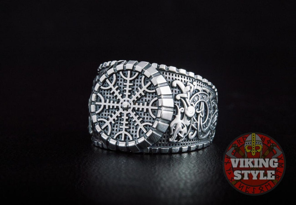 Ægishjálmur Ring - Dragon, 925 Silver