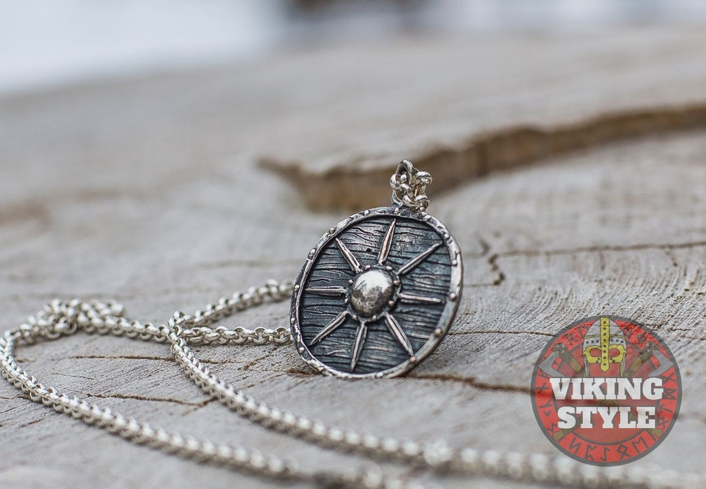 Viking Shield Pendant - Star, 925 Silver