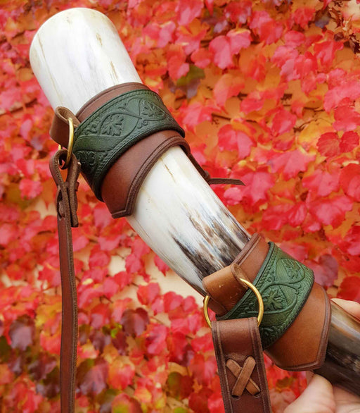 Norse Signal Horn with Deluxe Leather Holder-VikingStyle