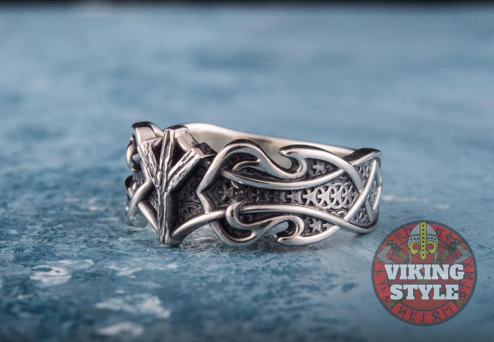 Algiz Ring II - Runic, 925 Silver