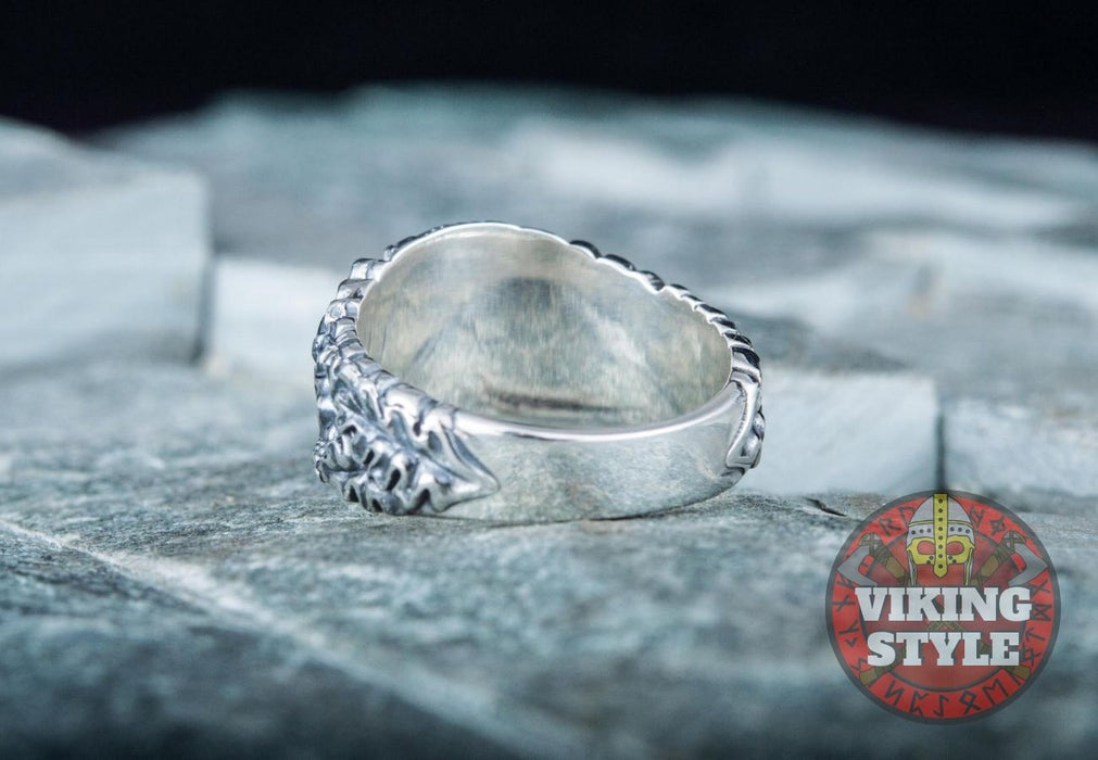 Vegvísir Ring - Oak Leaves, 925 Silver