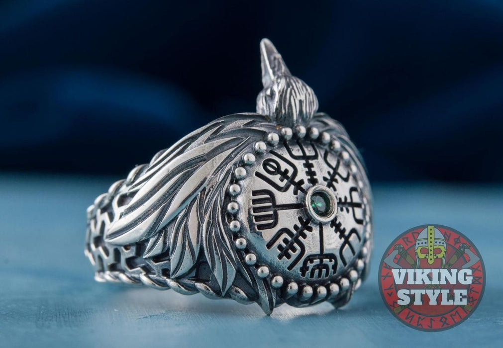 Vegvísir Ring II - Corvus, 925 Silver