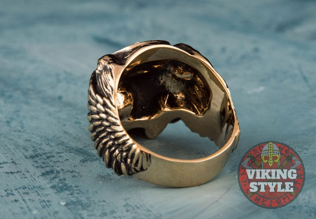 Valknut Ring - Skull, Bronze