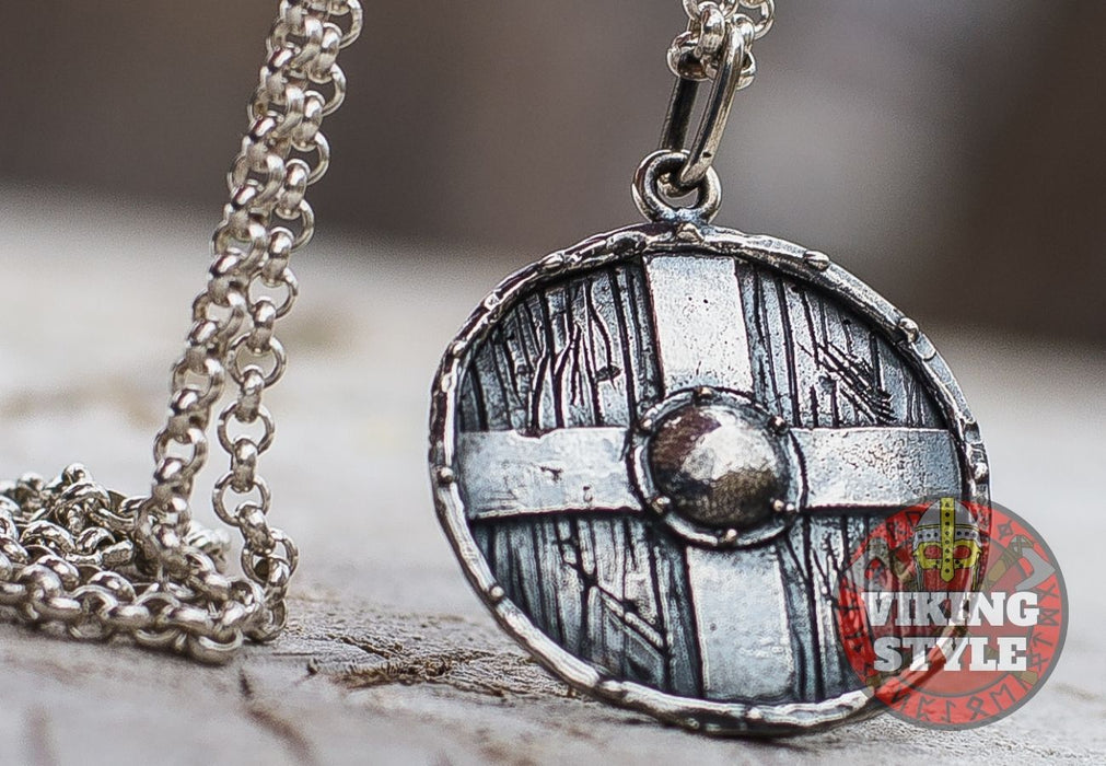 Viking Shield Pendant - Cross Shield, 925 Silver
