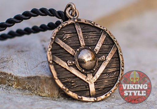 Viking Necklaces - Viking Shield Pendant Bronze