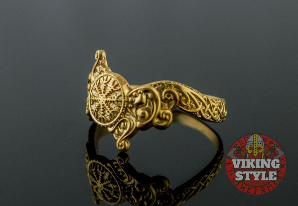 Ægishjálmur Ring - Wolf, Gold