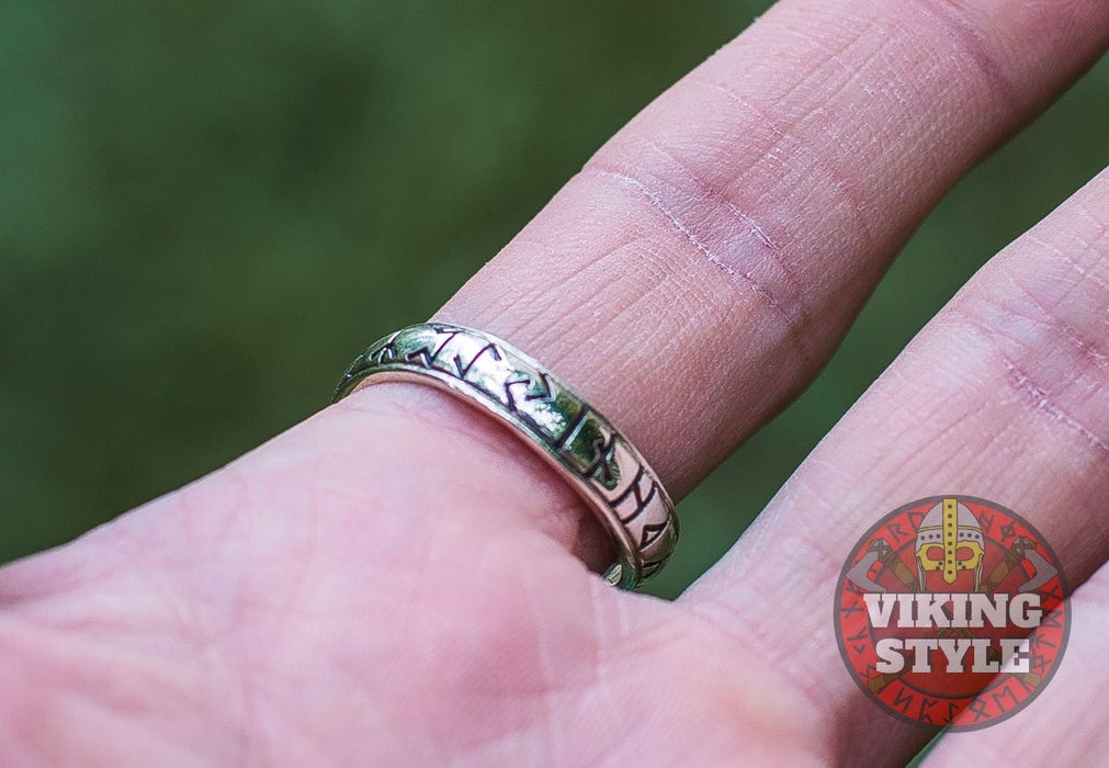 Adjustable Rune Ring - 925 Silver