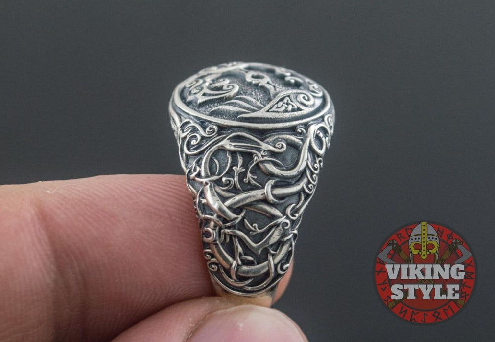 Huginn & Muninn Ring - Urnes, 925 Silver