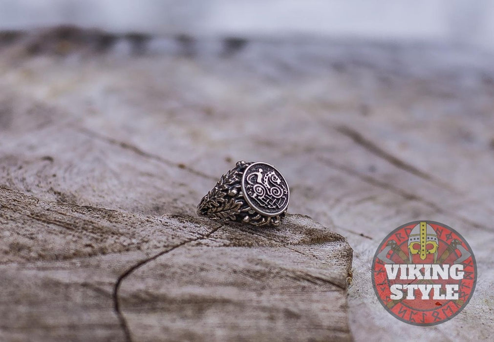 Sleipnir Ring - Oak Leaves, 925 Silver