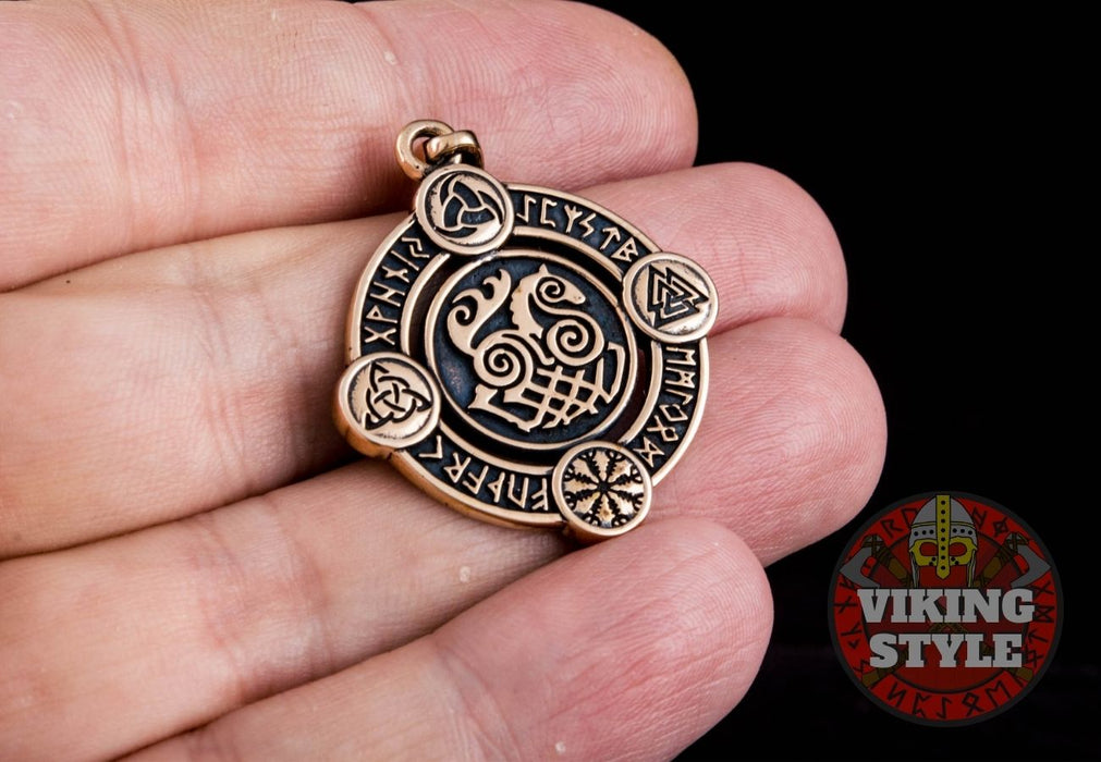 Sleipnir Pendant - Viking Symbols, Bronze