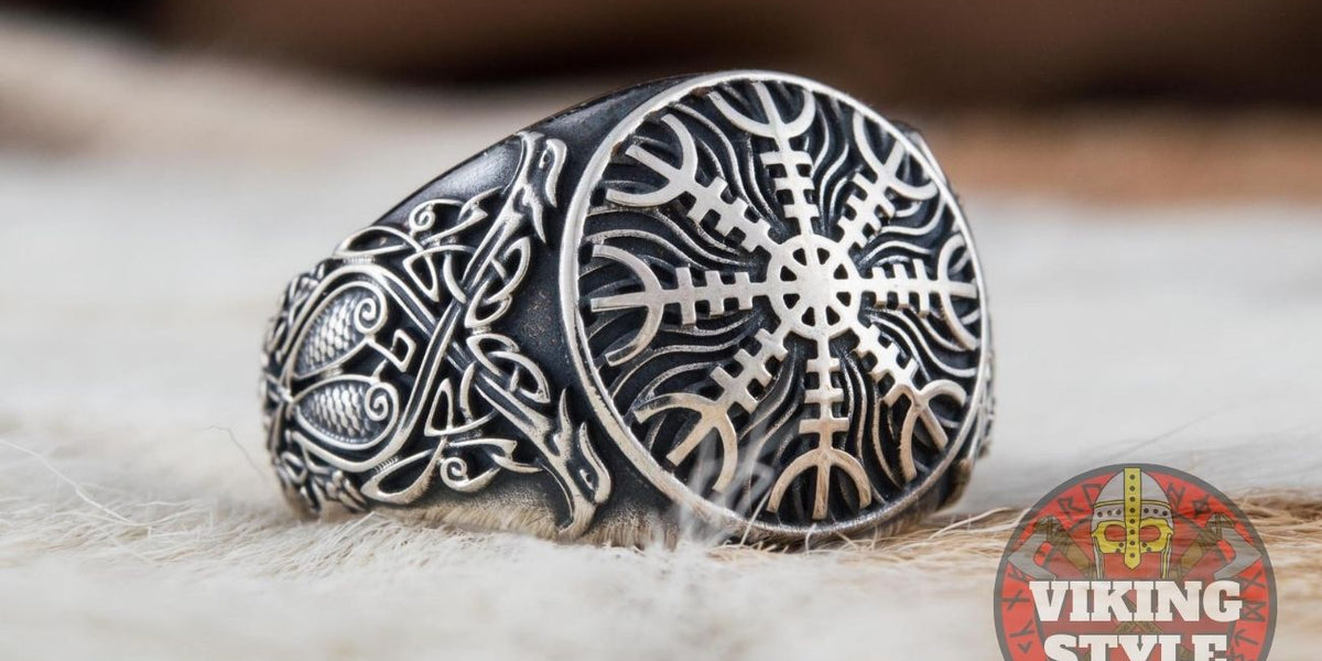 Ægishjálmur Ring - Ravens, 925 Silver — VikingStyle Ægishjálmur Ring - Ravens, 925 Silver — VikingStyle
