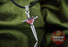 Viking Sword Pendant - Red Zirconia, 925 Silver