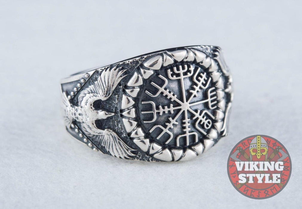 Vegvísir Ring - Corvus, 925 Silver