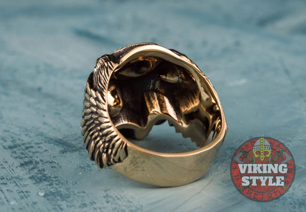 Ægishjálmur Ring - Skull, Bronze