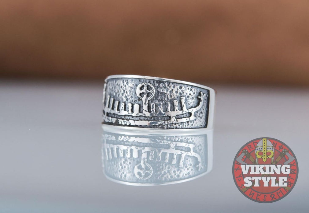 Viking Ship Ring - Drakkar, 925 Silver