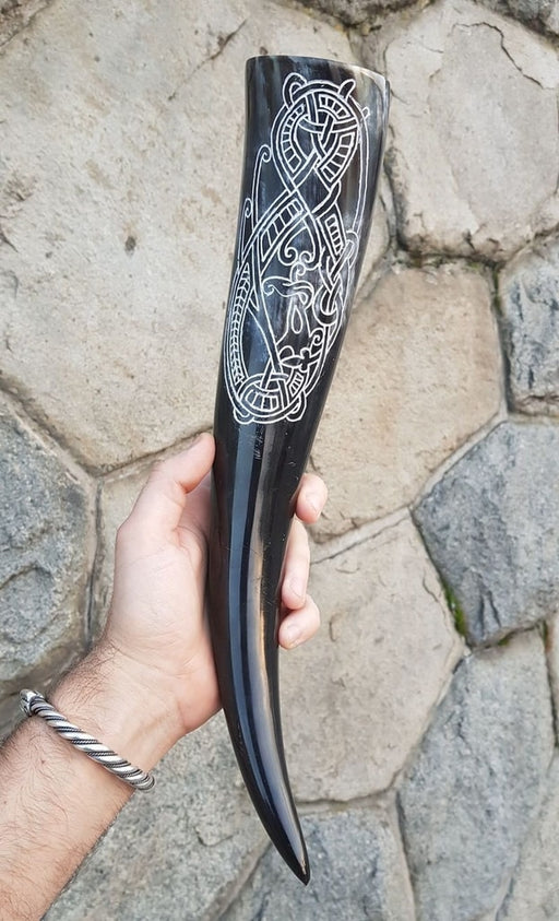 Hand Carved Norse Drinking Horn