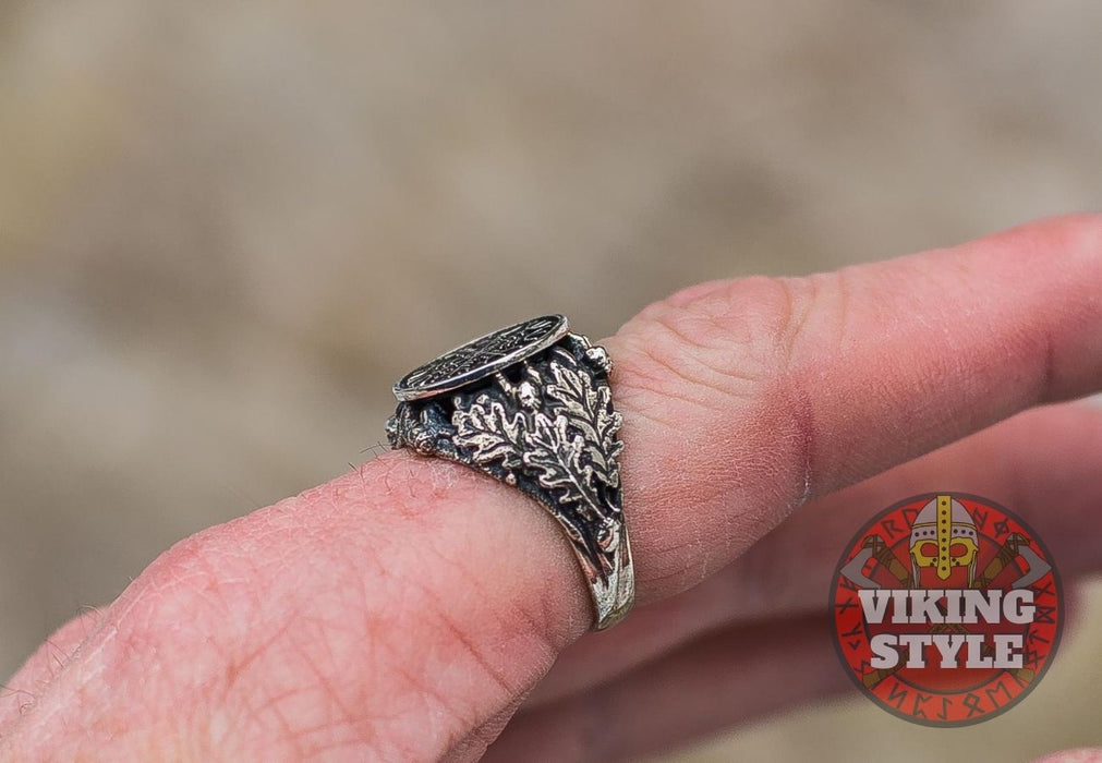 Ægishjálmur Ring II - Oak Leaves, 925 Silver
