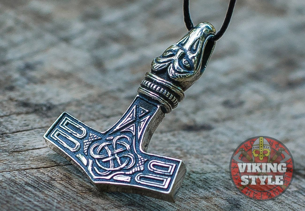 Viking Necklaces - Mjolnir Eagle Pendant Silver