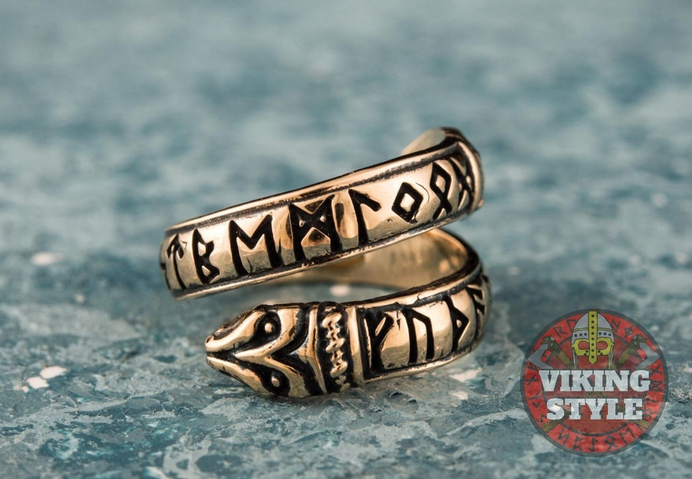 Ring 2 Runes Adjustable Rune Ring - Bronze — VikingStyle