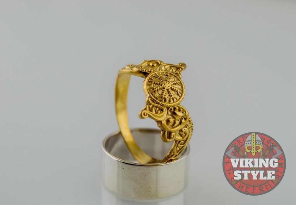 Ægishjálmur Ring - Wolf, Gold