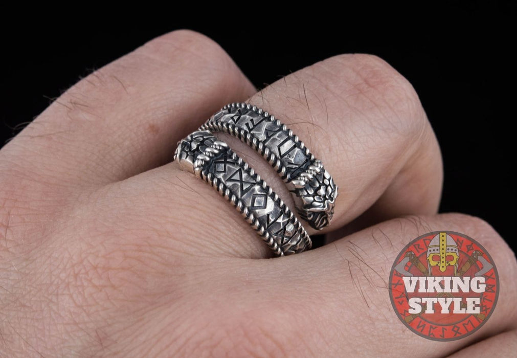 Ring 2 Runes Adjustable Rune Ring II - 925 Silver — VikingStyle