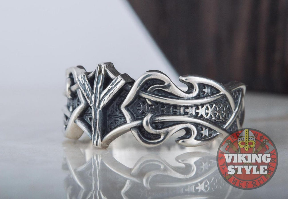 Algiz Ring II - Runic, 925 Silver