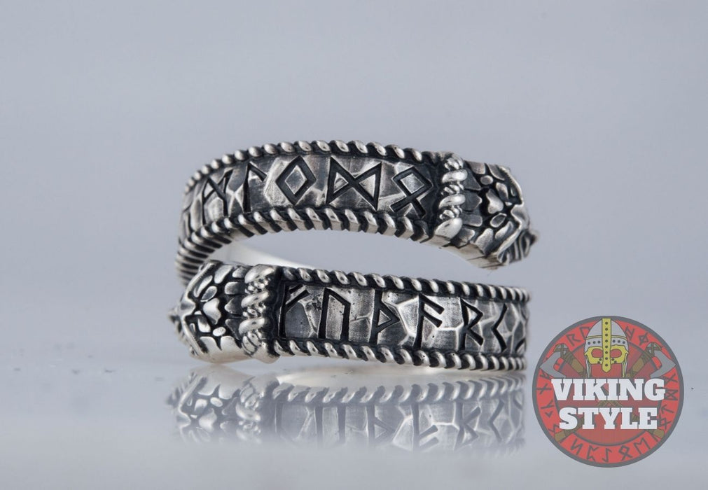 Ring 2 Runes Adjustable Rune Ring II - 925 Silver — VikingStyle