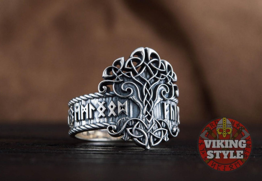 Yggdrasil Ring - Runic, 925 Silver