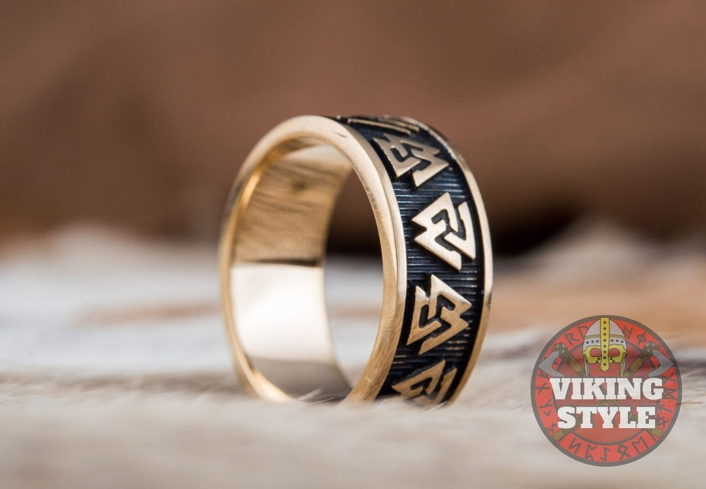 Valknut Ring - Band, Bronze
