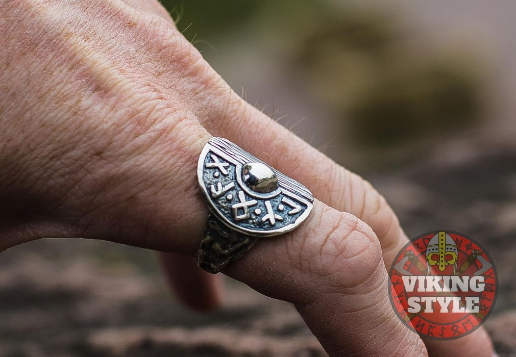 Viking Shield Ring - Runic, 925 Silver