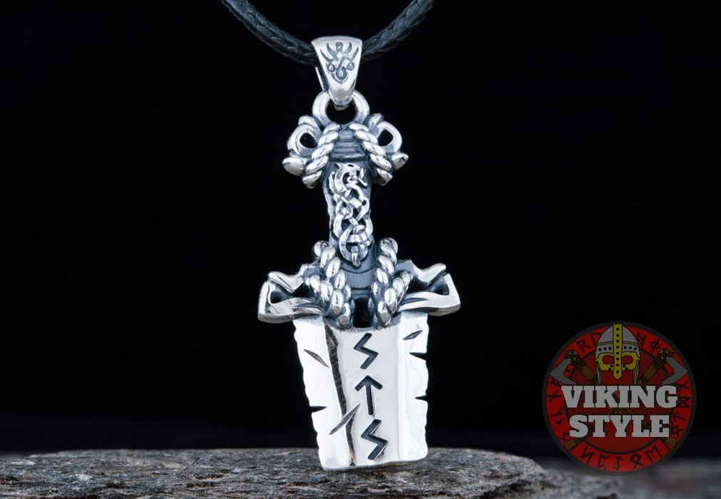 Viking Sword Pendant - Broken Sword, 925 Silver
